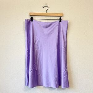MADELEINE Skirt Lavender Satin Lined Midi A-Line Career Office NWOT